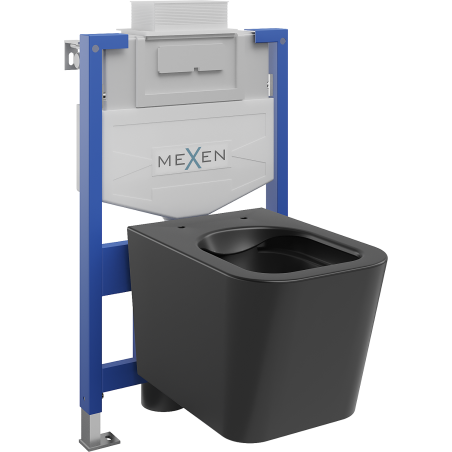 Mexen Teo paslėptas WC rinkinys su rėmu Fenix XS-U su WC dubeniu, juodas matinis - 6853385XX85