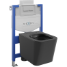 Mexen Teo paslėptas WC rinkinys su rėmu Fenix XS-U su WC dubeniu, juodas matinis - 6853385XX85