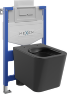 Mexen Teo paslėptas WC rinkinys su rėmu Fenix XS-U su WC dubeniu, juodas matinis - 6853385XX85