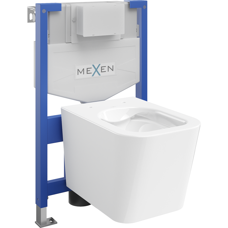 Mexen Teo paslėptų WC montavimo komplektas Fenix XS-F su WC dubeniu, balto blizgesio - 6803385XX00
