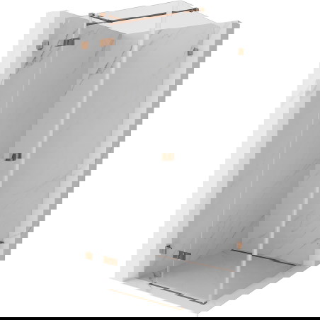 Mexen Lunar T atsidaromas kairysis dušo kabinas 80 x 80 cm, permatomas, rožinis auksas - 834T-080-080-60-00-L