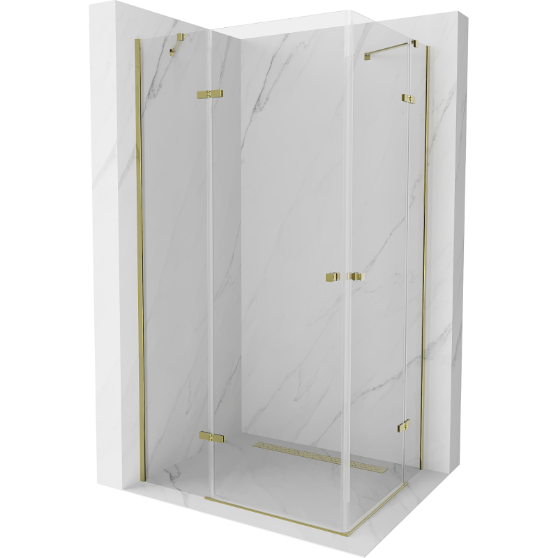 Mexen Roma Duo varstoma dušo kabina 80 x 70 cm, skaidri, auksinė - 854-080-070-50-00-02