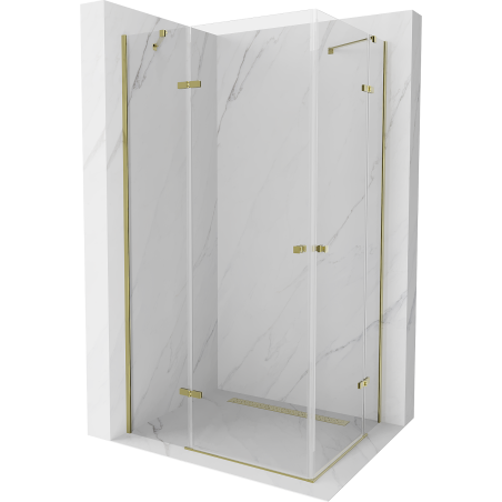 Mexen Roma Duo varstoma dušo kabina 80 x 70 cm, skaidri, auksinė - 854-080-070-50-00-02