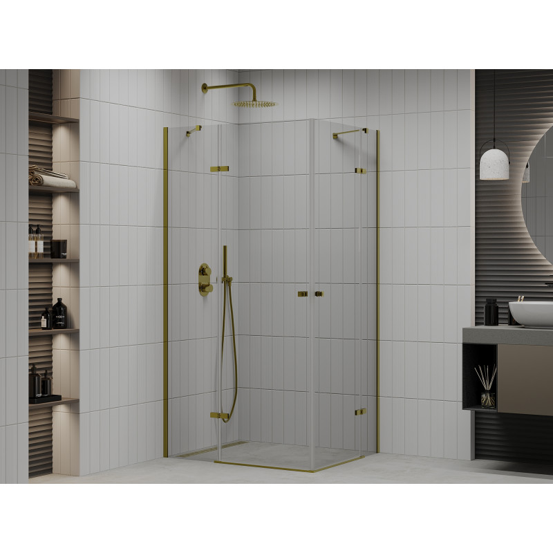 Mexen Roma Duo varstoma dušo kabina 80 x 70 cm, permatoma, auksinė - 854-080-070-50-00-02