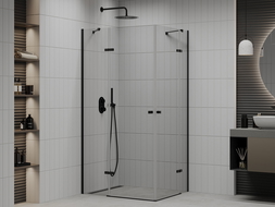 Mexen Roma Duo dušo kabina su atveriamomis durimis 90 x 80 cm, permatomas, juodas - 854-090-080-70-00-02
