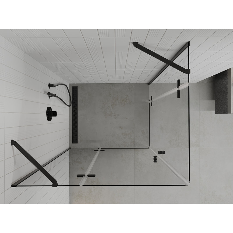 Mexen Roma Duo dušo kabina su atveriamomis durimis 90 x 80 cm, permatomas, juodas - 854-090-080-70-00-02