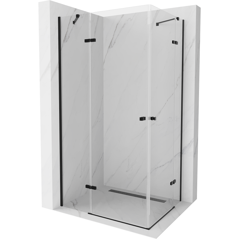 Mexen Roma Duo atveriamasis dušo kabina 100 x 90 cm, permatomas, juodas - 854-100-090-70-00-02