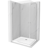 Mexen Roma Duo varstoma dušo kabina 80 x 70 cm, permatomas, chromuota + plokščias padėklas - 854-080-070-01-02-4010