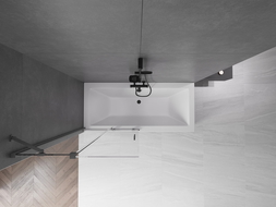 Mexen Velar Dviejų dalių slankiojantis vonios ekranas 95 x 150 cm, permatomas, tamsintas metalas - 896-095-000-01-95