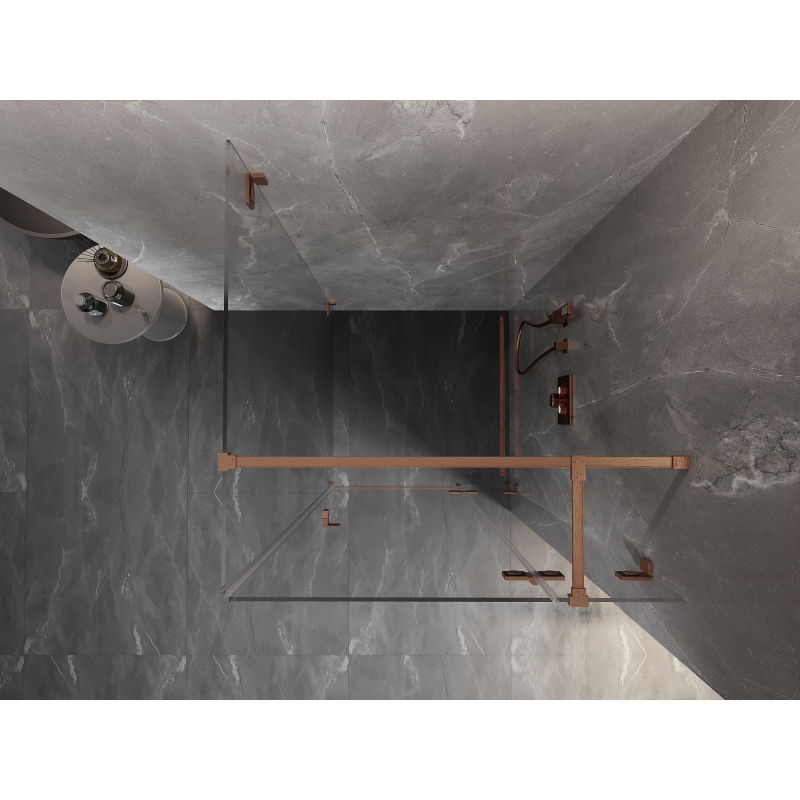 Mexen Lunar T dešinioji dušo kabina 70 x 70 cm, skaidri, šlifuotas varis - 834T-070-070-65-00-P