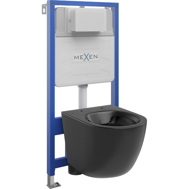 Mexen paslėptas WC rinkinys su rėmu Fenix Slim ir Lena WC dubeniu, juoda matinė - 6103322XX85