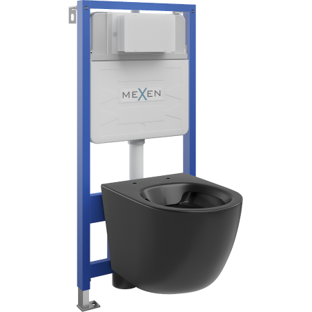 Mexen paslėptas WC rinkinys su rėmu Fenix Slim ir Lena WC dubeniu, juoda matinė - 6103322XX85