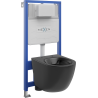 Mexen Lena paslėptas WC rinkinys su rėmu Fenix Slim ir WC dubeniu, juodas matinis - 6103322XX85