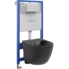 Mexen paslėptas WC rinkinys su rėmu Fenix Slim ir Lena WC dubeniu, juoda matinė - 6103322XX85