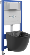 Mexen Lena paslėptas WC rinkinys su rėmu Fenix Slim ir WC dubeniu, juodas matinis - 6103322XX85