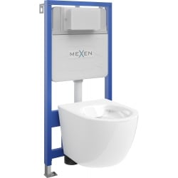 Mexen potinkinio tualeto komplektas Fenix Slim su Lena klozetu, blizgus baltas - 6103322XX00