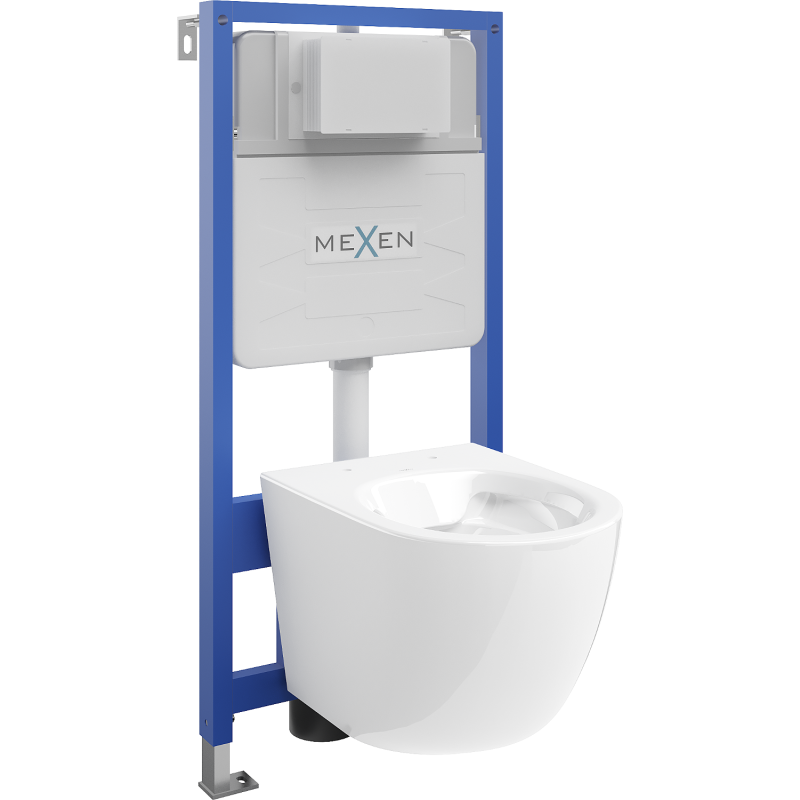 Mexen potinkinio tualeto komplektas Fenix Slim su Lena klozetu, blizgus baltas - 6103322XX00