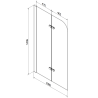 Mexen Vega stačiakampė vonia 150 x 70 cm su apdaila ir 2 sparnų pertvara 100 cm, skaidri, chromas - 550115070X9010020100