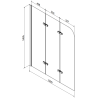 Mexen Cubik stačiakampė vonia 170 x 70 cm su apdaila ir 3 dalių ekranu 120 cm, permatomas, chromas - 550317070X9012030100
