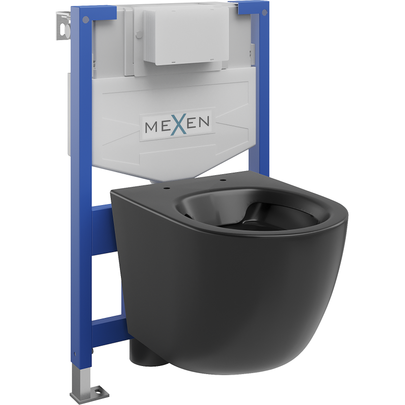 Mexen Lena potinkinis WC komplektas su rėmu Fenix XS-F ir WC puodu, juodas matinis - 6803322XX85