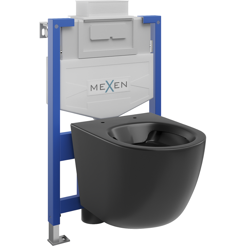 Mexen Lena paslėptas WC rėmo komplektas Fenix XS-U su WC dubuo, juoda matinė - 6853322XX85