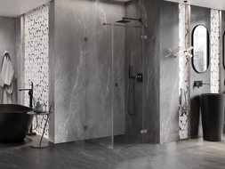 Mexen Lunar T dešinioji atidaroma dušo kabina 70 x 70 cm, skaidri, šepečiu poliruota ginklų pilka - 834T-070-070-66-00-P