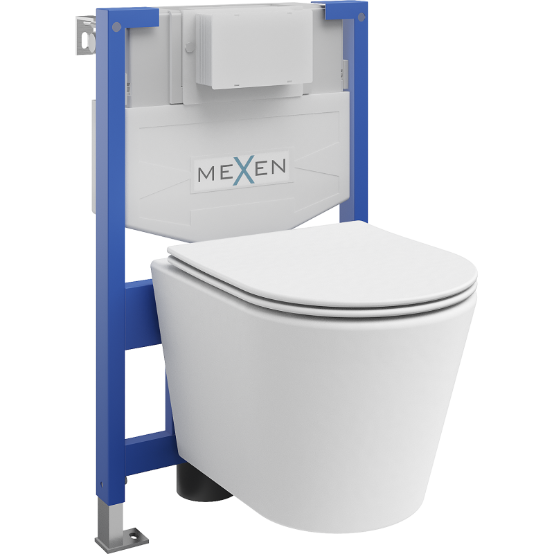 Mexen potinkinis WC rinkinys stovas Fenix XS-F su kabamuoju WC Rico ir lėtai nuleidžiama sėdyne, baltas matinis - 68030724001