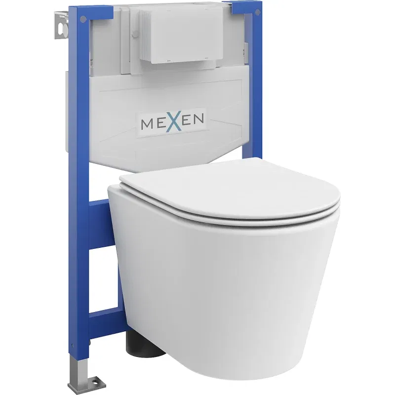 Mexen Rico potinkinis WC rinkinys Fenix XS-F su WC dubeniu ir lėtai nusileidžiančiu dangčiu, matinės baltos spalvos