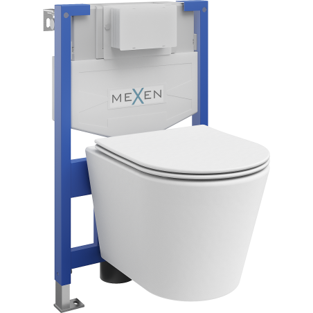 Mexen paslėptas WC rėmas Fenix XS-F su Rico WC dubeniu ir lėto nusileidimo dangteliu, baltas matinis - 68030724001