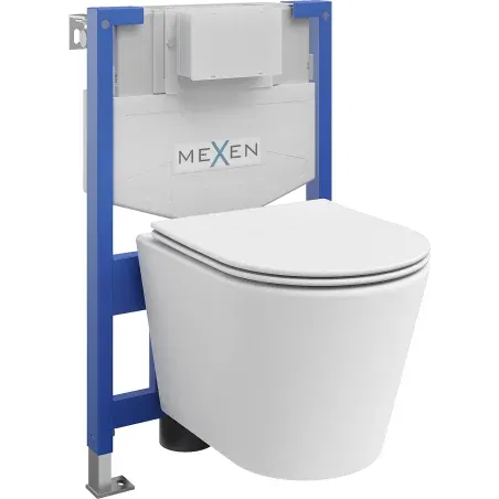 Mexen Rico potinkinis WC rinkinys Fenix XS-F su WC dubeniu ir lėtai nusileidžiančiu dangčiu, matinės baltos spalvos