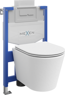 Mexen Rico paslėptas WC rėmo komplektas Fenix XS-U su WC dubeniu ir lėta nusileidžiančiu dangčiu, balta matinė spalva