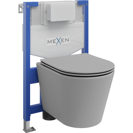 Mexen įleidžiamojo tualeto komplektas su rėmeliu Fenix XS-F ir WC Rico puoduku su lėto nusileidimo dangčiu, šviesiai pilka mati?