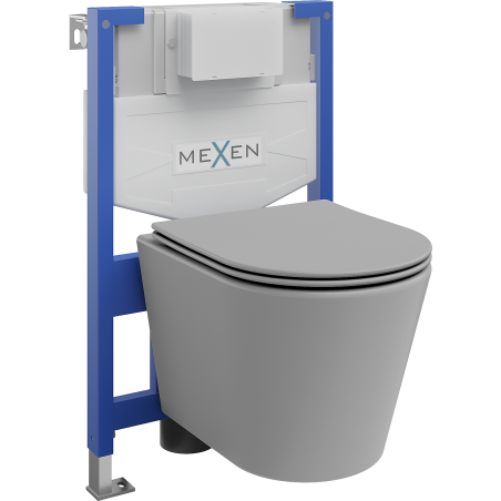 Mexen potinkinis WC komplektas Fenix XS-F su WC sedyne Rico ir lėtai nusileidžiančiu dangčiu, šviesiai pilkas matinis - 6803072?