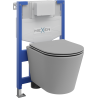 Mexen įmontuotas WC rėmo Fenix XS-F rinkinys su WC puodu Rico ir lėtai nusileidžiančiu dangčiu, šviesiai pilkas matinis - 68030?