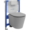 Mexen Rico požeminių tvirtinamų WC komplektas Fenix XS-F su WC puodu ir lėtai nuleidžiamu dangčiu, šviesiai pilka matinė