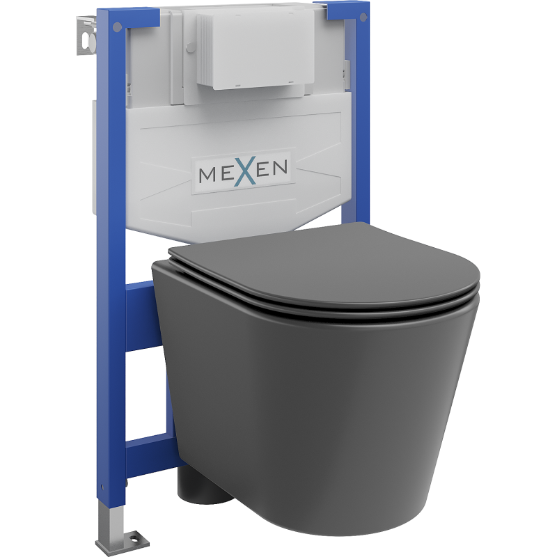Mexen potinkinė WC sistema Fenix XS-F su Rico WC puodu ir lėtai nusileidžiančia dangteliu, tamsiai pilkas matinis - 68030724071