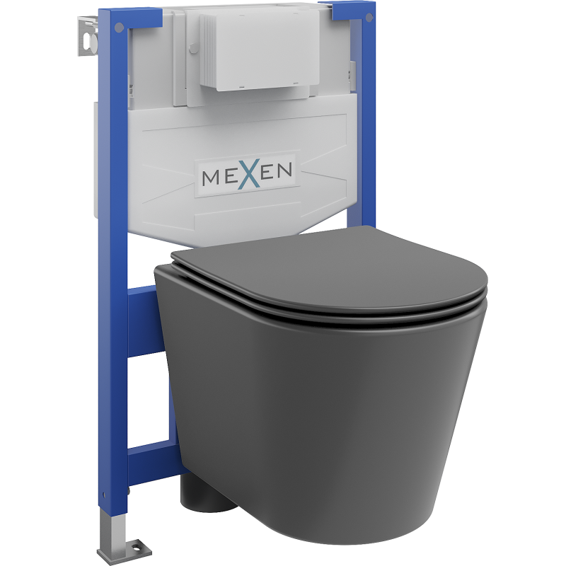 Mexen potinkinis WC komplektas Fenix XS-F su Rico tualeto dubeniu ir lėtai nusileidžiančiu dangčiu, tamsiai pilkas matinis - 68?
