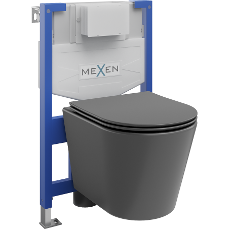 Mexen potinkinė WC sistema Fenix XS-F su Rico WC puodu ir lėtai nusileidžiančia dangteliu, tamsiai pilkas matinis - 68030724071