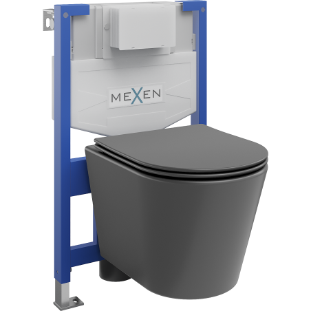 Mexen potinkinis WC komplektas Fenix XS-F su Rico tualeto dubeniu ir lėtai nusileidžiančiu dangčiu, tamsiai pilkas matinis - 68?