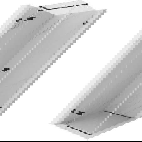 Mexen Lunar T kairė atveriama dušo kabina 90 x 90 cm, skaidri, juoda - 834T-090-090-70-00-L