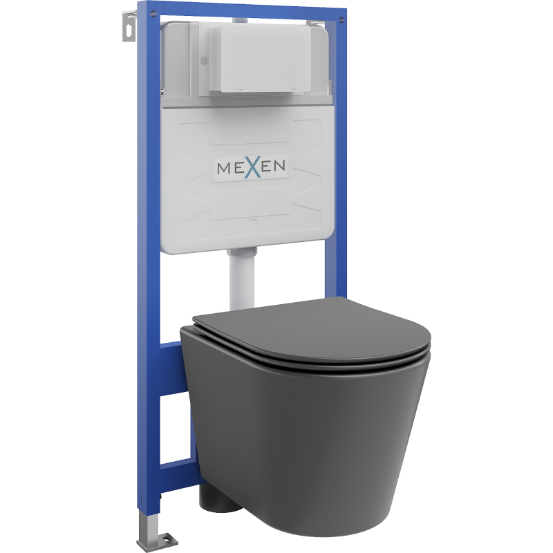 Mexen potinkinis WC rinkinys Fenix Slim su WC dubeniu Rico ir minkštu uždarymu, tamsiai pilka matinė - 61030724071