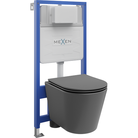 Mexen potinkinis WC rinkinys Fenix Slim su WC dubeniu Rico ir minkštu uždarymu, tamsiai pilka matinė - 61030724071