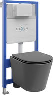 Mexen Rico paslėptų montavimų WC rėmas Fenix Slim su WC puodeliu ir lėtai nusileidžiančiu dangčiu, tamsiai pilka matinė