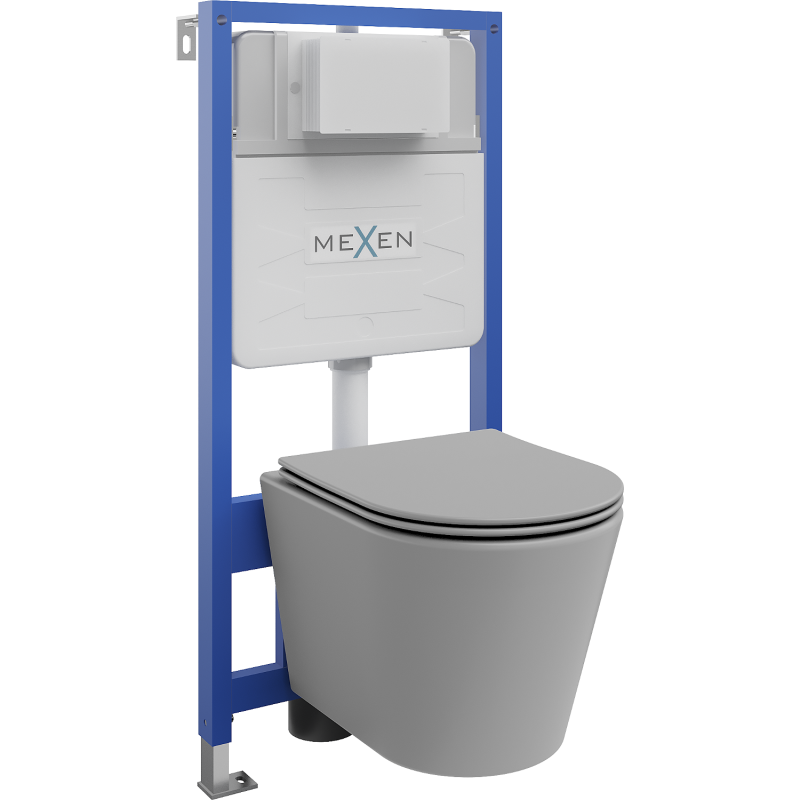 Mexen potinkinis WC komplektas Fenix Slim su WC dubeniu Rico ir lėtai nusileidžiančiu dangčiu, šviesiai pilkas matinis - 610307?