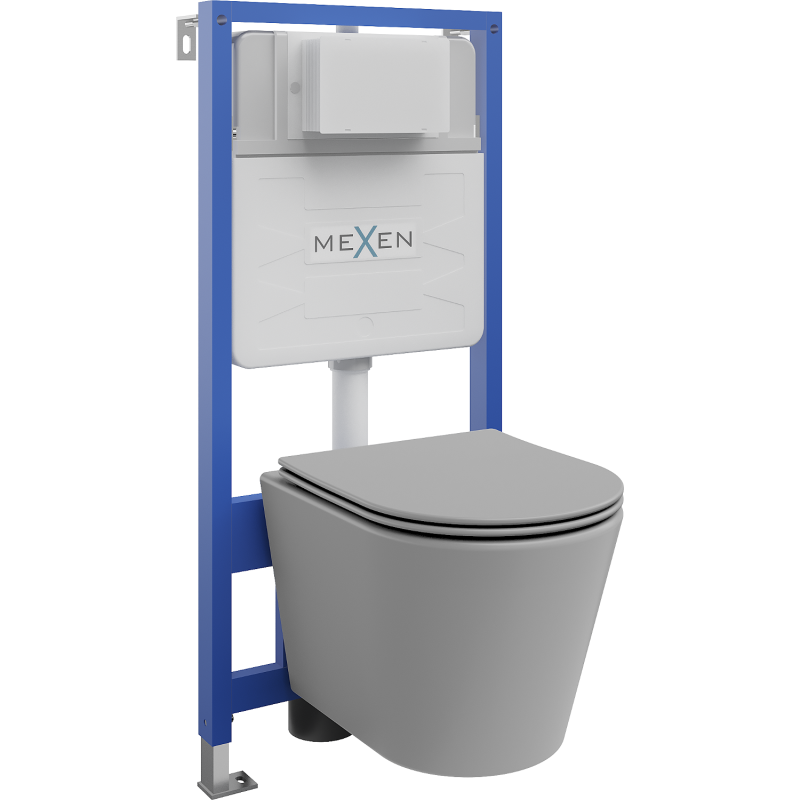 Mexen WC potinkinė sistema Fenix Slim su Rico WC dubeniu ir lėtai nusileidžiančiu dangčiu, šviesiai pilkas matinis - 6103072406?