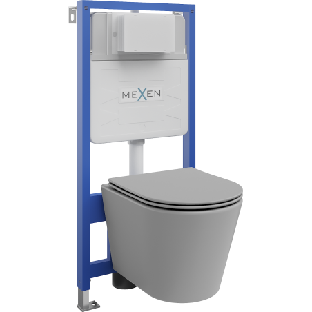 Mexen paslėptas WC rinkinys Fenix Slim su WC puodu Rico ir lėtai leidžiama sėdyne, šviesiai pilka matinė - 61030724061