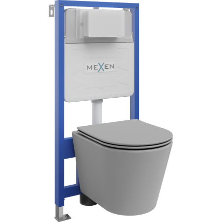 Mexen potinkinis WC komplektas Fenix Slim su WC dubeniu Rico ir lėtai nusileidžiančiu dangčiu, šviesiai pilkas matinis - 610307?