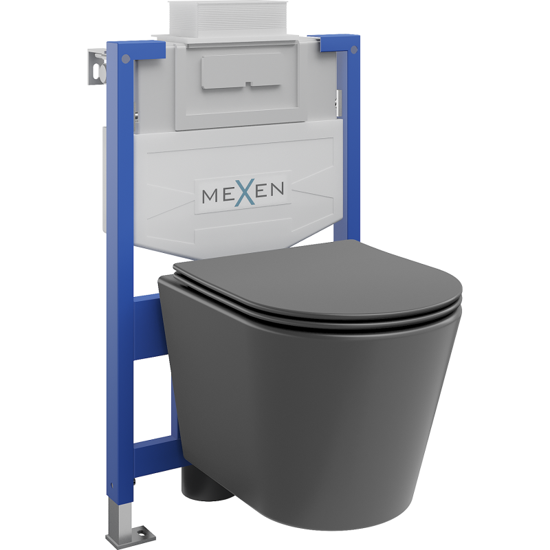 Mexen paslėptas WC rinkinys Fenix XS-U su WC dubeniu Rico ir lėtai nusileidžiančiu dangčiu, tamsiai pilka matinė - 68530724071