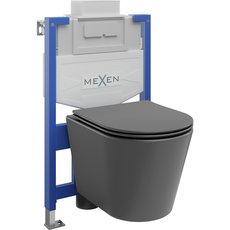 Mexen potinklinis WC komplektas Fenix XS-U su Rico WC dubeniu ir lėtai užsidarančiu dangčiu, tamsiai pilkas matinis - 685307240?