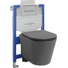 Mexen paslėptas WC rinkinys Fenix XS-U su WC dubeniu Rico ir lėtai nusileidžiančiu dangčiu, tamsiai pilka matinė - 68530724071